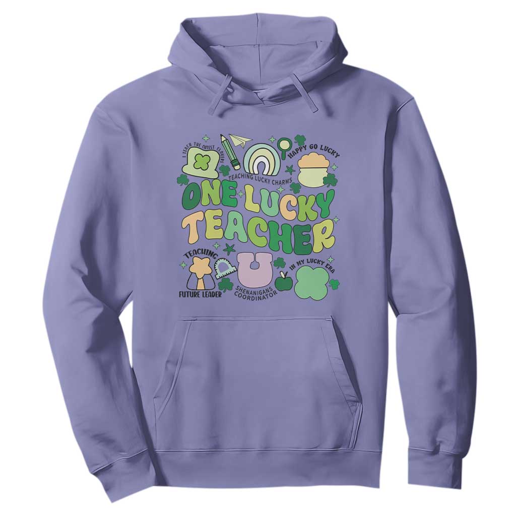Teachers St Patrick's Day Hoodie One Lucky Teacher Retro Groovy TS02 Violet Print Your Wear