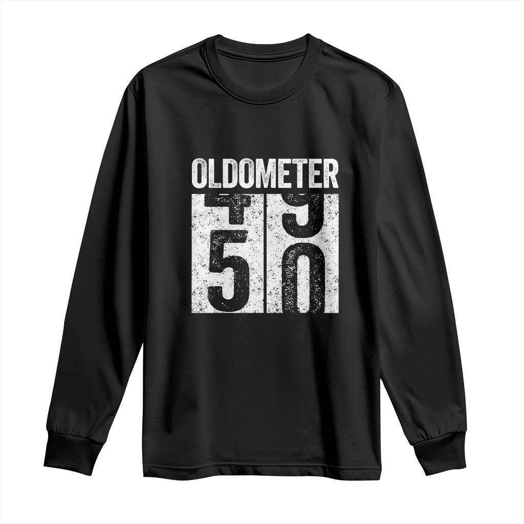 Oldometer 50 Birthday Long Sleeve Shirt Funny Vintage Aged to Perfection TS02 Black Print Your Wear