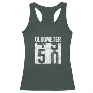 Oldometer 50 Birthday Racerback Tank Top Funny Vintage Aged to Perfection TS02 Dark Forest Green Print Your Wear