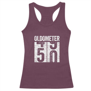 Oldometer 50 Birthday Racerback Tank Top Funny Vintage Aged to Perfection TS02 Maroon Print Your Wear