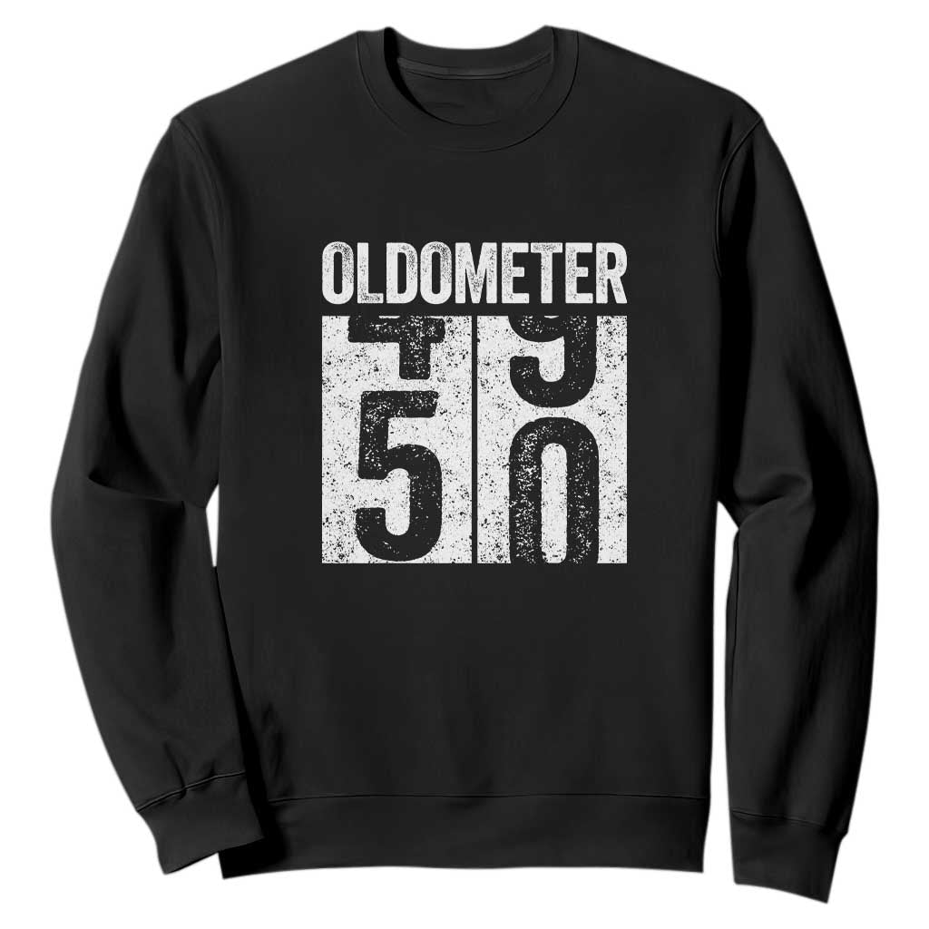 Oldometer 50 Birthday Sweatshirt Funny Vintage Aged to Perfection TS02 Black Print Your Wear
