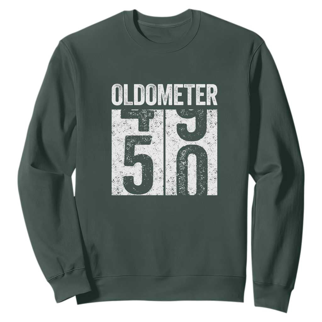 Oldometer 50 Birthday Sweatshirt Funny Vintage Aged to Perfection TS02 Dark Forest Green Print Your Wear