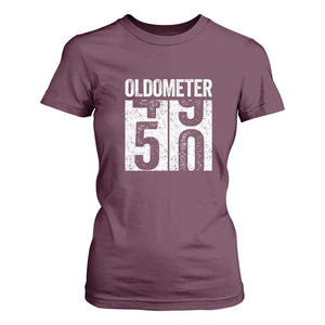 Oldometer 50 Birthday T Shirt For Women Funny Vintage Aged to Perfection TS02 Maroon Print Your Wear