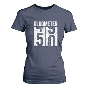 Oldometer 50 Birthday T Shirt For Women Funny Vintage Aged to Perfection TS02 Navy Print Your Wear