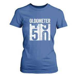 Oldometer 50 Birthday T Shirt For Women Funny Vintage Aged to Perfection TS02 Royal Blue Print Your Wear