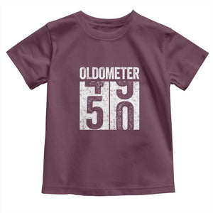 Oldometer 50 Birthday Toddler T Shirt Funny Vintage Aged to Perfection TS02 Maroon Print Your Wear