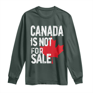 Canada Is Not For Sale Long Sleeve Shirt Distressed Vintage Canadian Maple Leaf TS02 Dark Forest Green Print Your Wear