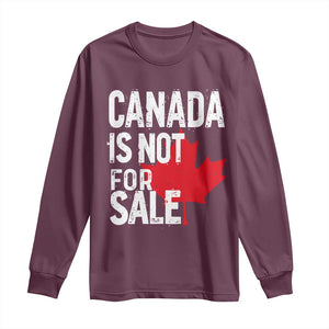 Canada Is Not For Sale Long Sleeve Shirt Distressed Vintage Canadian Maple Leaf TS02 Maroon Print Your Wear