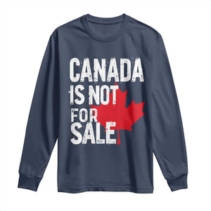 Canada Is Not For Sale Long Sleeve Shirt Distressed Vintage Canadian Maple Leaf TS02 Navy Print Your Wear