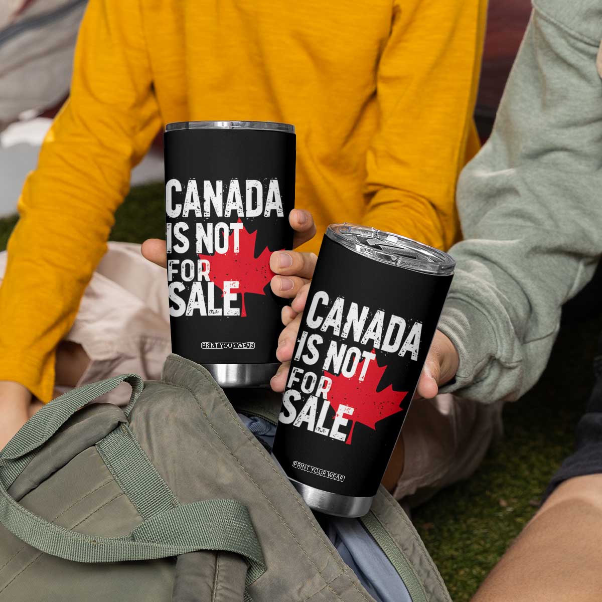 Canada Is Not For Sale Tumbler Cup Distressed Vintage Canadian Maple Leaf TS02 Print Your Wear