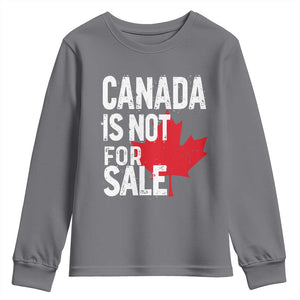 Canada Is Not For Sale Youth Sweatshirt Distressed Vintage Canadian Maple Leaf TS02 Charcoal Print Your Wear