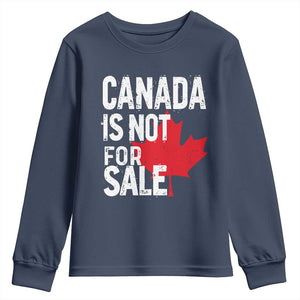 Canada Is Not For Sale Youth Sweatshirt Distressed Vintage Canadian Maple Leaf TS02 Navy Print Your Wear