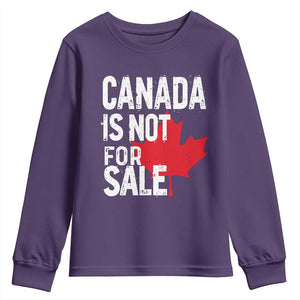 Canada Is Not For Sale Youth Sweatshirt Distressed Vintage Canadian Maple Leaf TS02 Purple Print Your Wear