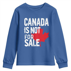 Canada Is Not For Sale Youth Sweatshirt Distressed Vintage Canadian Maple Leaf TS02 Royal Blue Print Your Wear