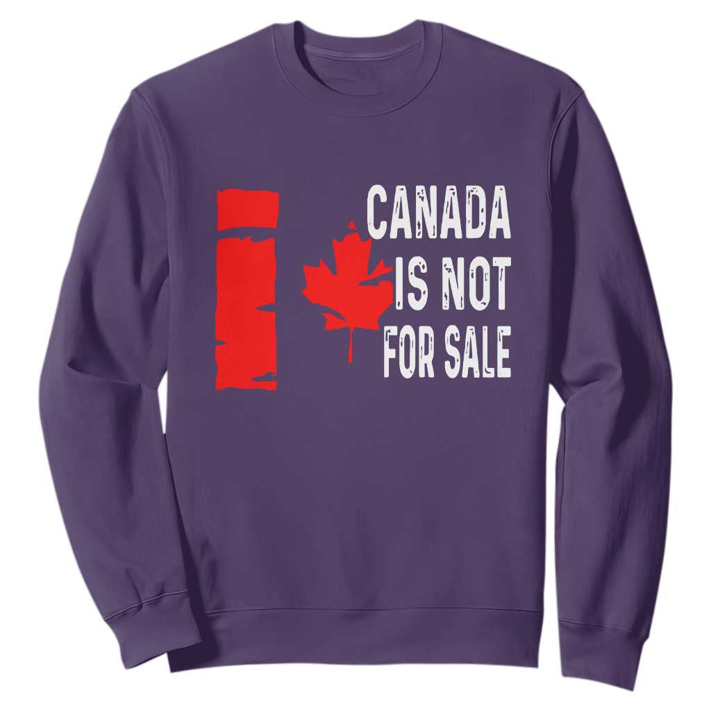 Canada Is Not For Sale Sweatshirt Maple Leaf Candadian Flag Distressed TS02 Purple Print Your Wear