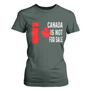 Canada Is Not For Sale T Shirt For Women Maple Leaf Candadian Flag Distressed TS02 Dark Forest Green Print Your Wear