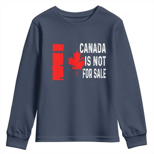 Canada Is Not For Sale Youth Sweatshirt Maple Leaf Candadian Flag Distressed TS02 Navy Print Your Wear