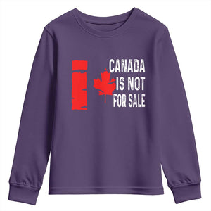 Canada Is Not For Sale Youth Sweatshirt Maple Leaf Candadian Flag Distressed TS02 Purple Print Your Wear