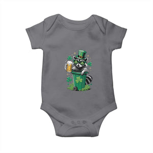 Funny St.Patrick's Day Raccoon Baby Onesie Patrick Drinking Irish TS02 Charcoal Print Your Wear