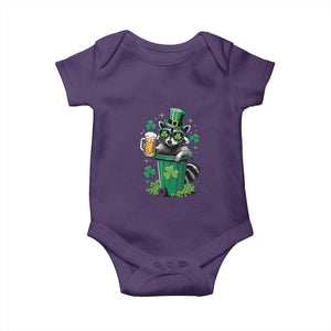 Funny St.Patrick's Day Raccoon Baby Onesie Patrick Drinking Irish TS02 Purple Print Your Wear