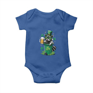 Funny St.Patrick's Day Raccoon Baby Onesie Patrick Drinking Irish TS02 Royal Blue Print Your Wear