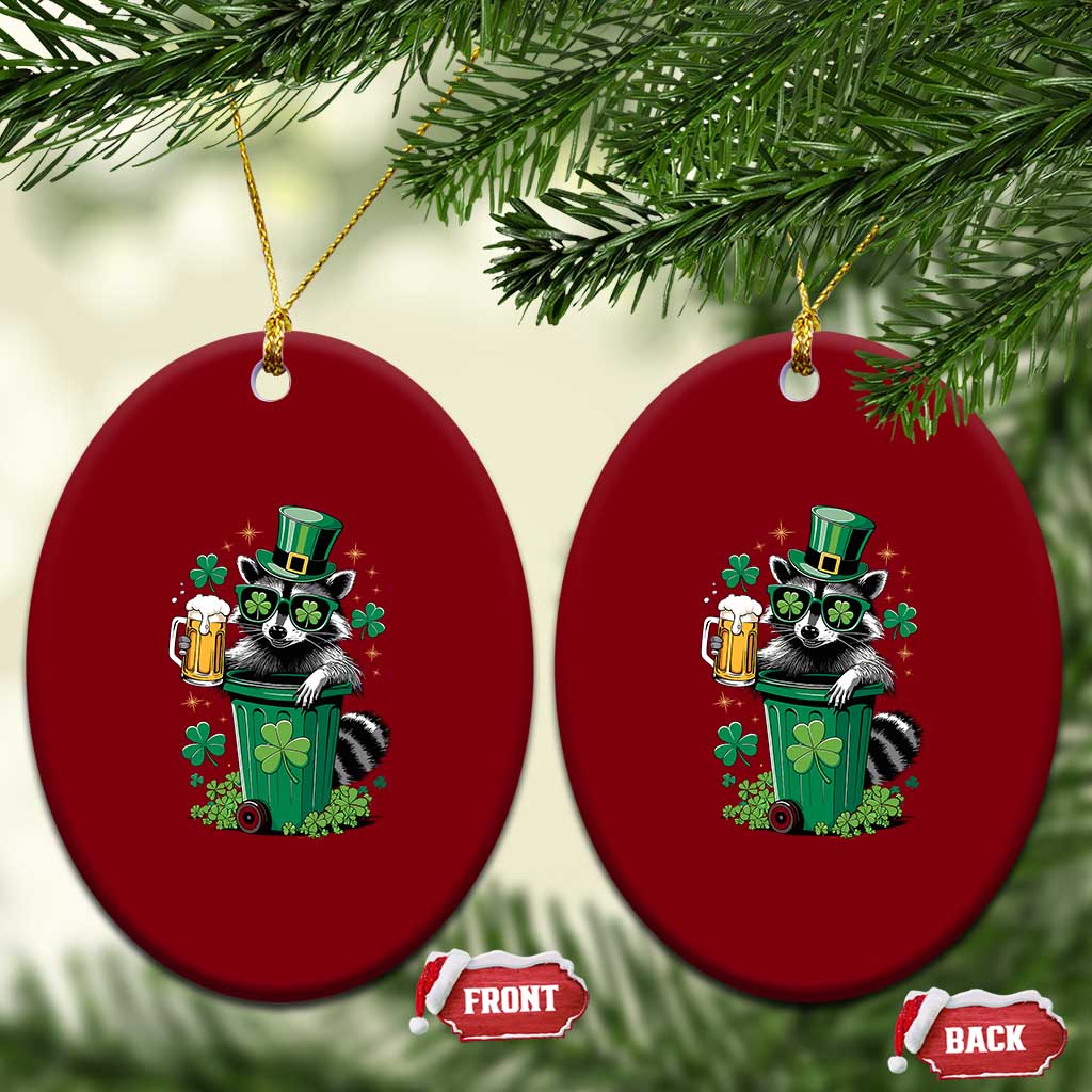 Funny St.Patrick's Day Raccoon Ceramic Ornament Patrick Drinking Irish TS02 Print Your Wear