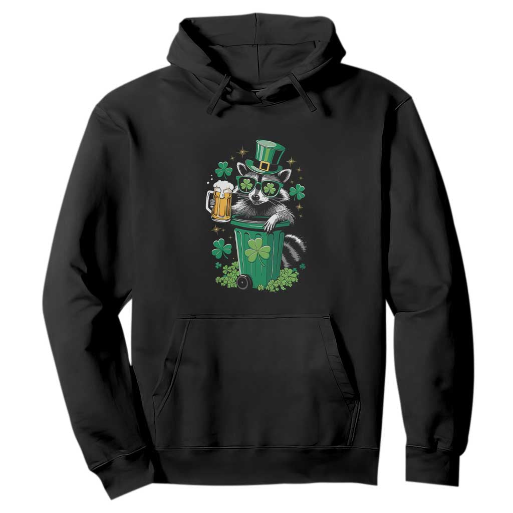 Funny St.Patrick's Day Raccoon Hoodie Patrick Drinking Irish TS02 Black Print Your Wear