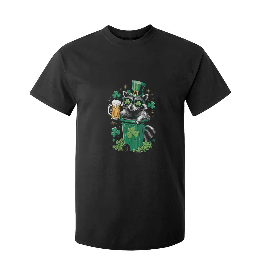 Funny St.Patrick's Day Raccoon T Shirt For Kid Patrick Drinking Irish TS02 Black Print Your Wear