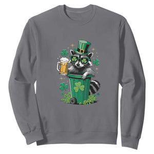 Funny St.Patrick's Day Raccoon Sweatshirt Patrick Drinking Irish TS02 Charcoal Print Your Wear
