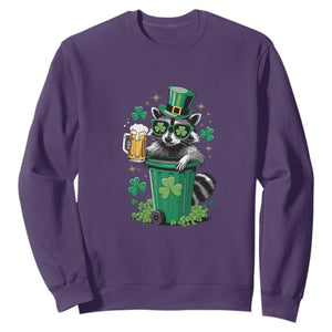 Funny St.Patrick's Day Raccoon Sweatshirt Patrick Drinking Irish TS02 Purple Print Your Wear
