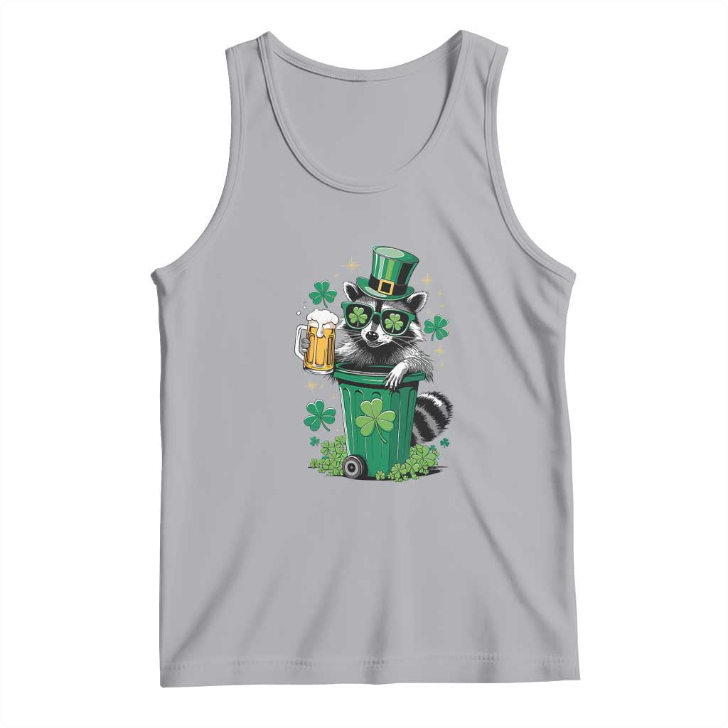 Funny St.Patrick's Day Raccoon Tank Top Patrick Drinking Irish TS02 Athletic Heather Print Your Wear