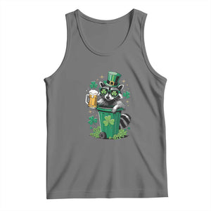 Funny St.Patrick's Day Raccoon Tank Top Patrick Drinking Irish TS02 Black Heather Print Your Wear