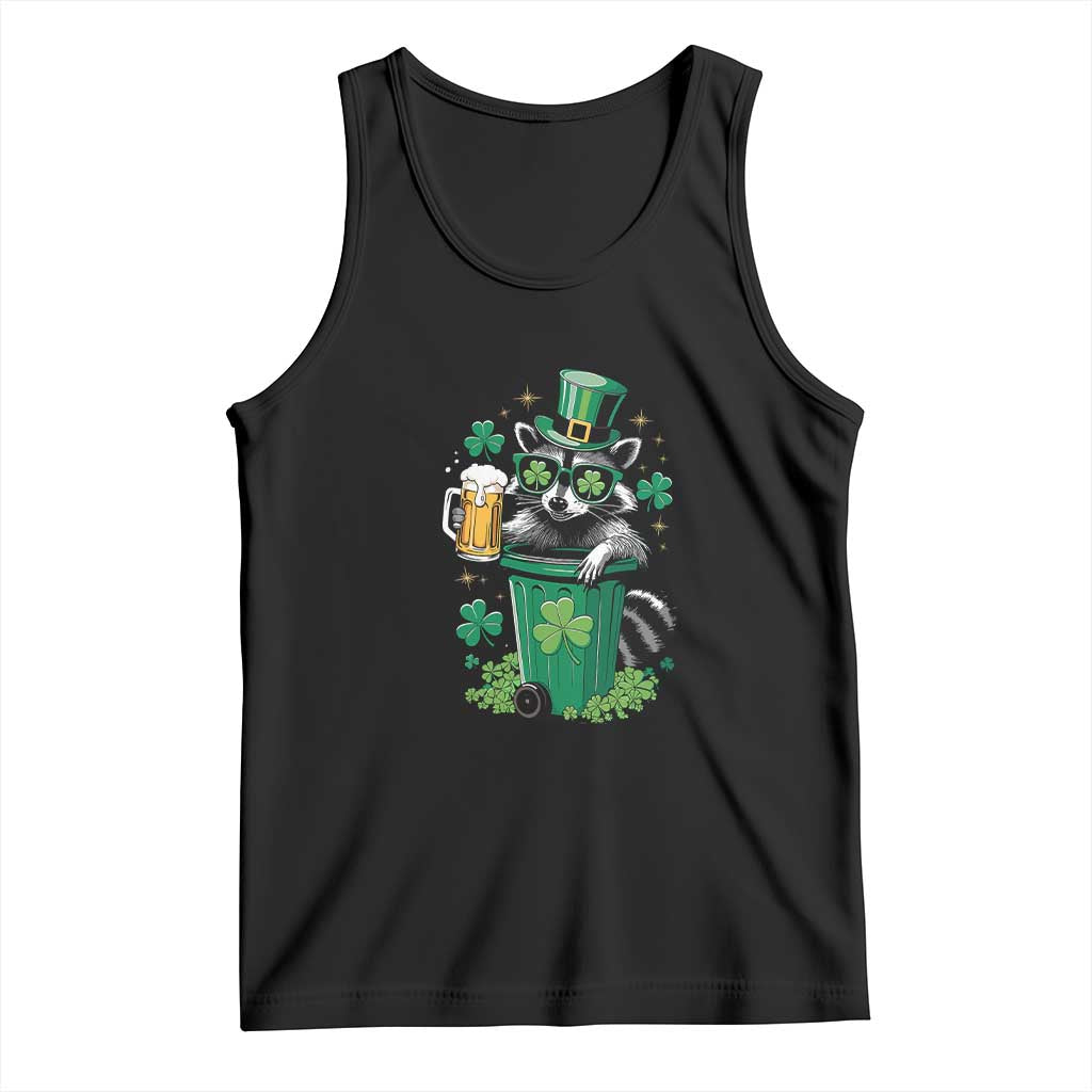 Funny St.Patrick's Day Raccoon Tank Top Patrick Drinking Irish TS02 Black Print Your Wear