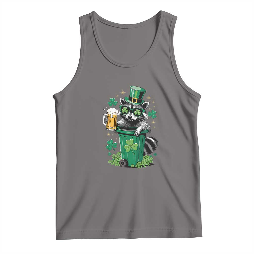 Funny St.Patrick's Day Raccoon Tank Top Patrick Drinking Irish TS02 Deep Heather Print Your Wear