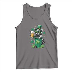 Funny St.Patrick's Day Raccoon Tank Top Patrick Drinking Irish TS02 Deep Heather Print Your Wear