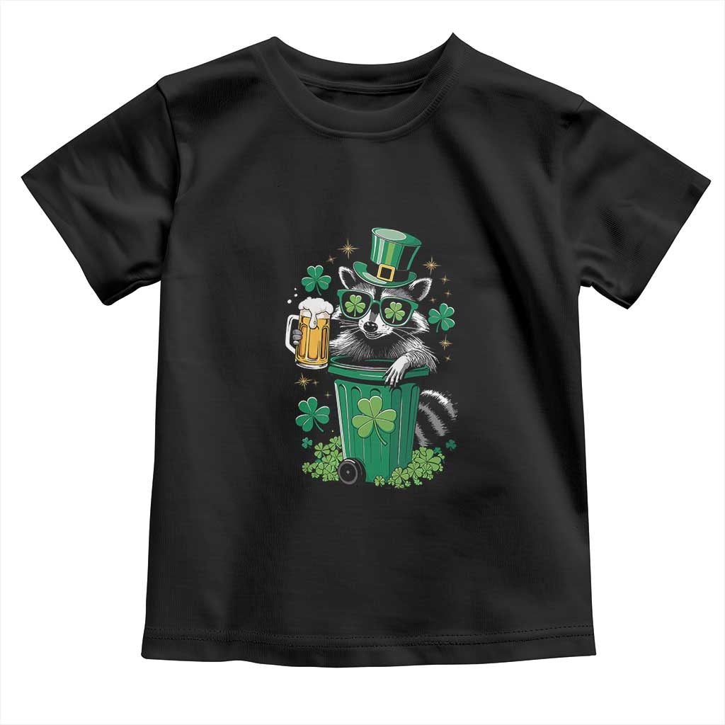 Funny St.Patrick's Day Raccoon Toddler T Shirt Patrick Drinking Irish TS02 Black Print Your Wear