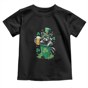 Funny St.Patrick's Day Raccoon Toddler T Shirt Patrick Drinking Irish TS02 Black Print Your Wear