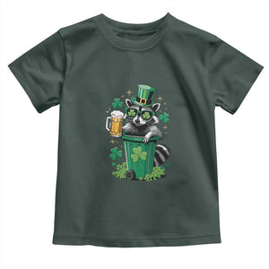 Funny St.Patrick's Day Raccoon Toddler T Shirt Patrick Drinking Irish TS02 Dark Forest Green Print Your Wear