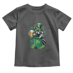 Funny St.Patrick's Day Raccoon Toddler T Shirt Patrick Drinking Irish TS02 Dark Heather Print Your Wear