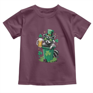 Funny St.Patrick's Day Raccoon Toddler T Shirt Patrick Drinking Irish TS02 Maroon Print Your Wear