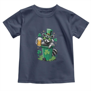 Funny St.Patrick's Day Raccoon Toddler T Shirt Patrick Drinking Irish TS02 Navy Print Your Wear