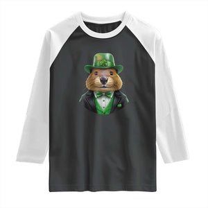 Funny Groundhog Leprechaun Raglan Shirt Woodchuck Happy St Patrick's Day TS02 Black White Print Your Wear