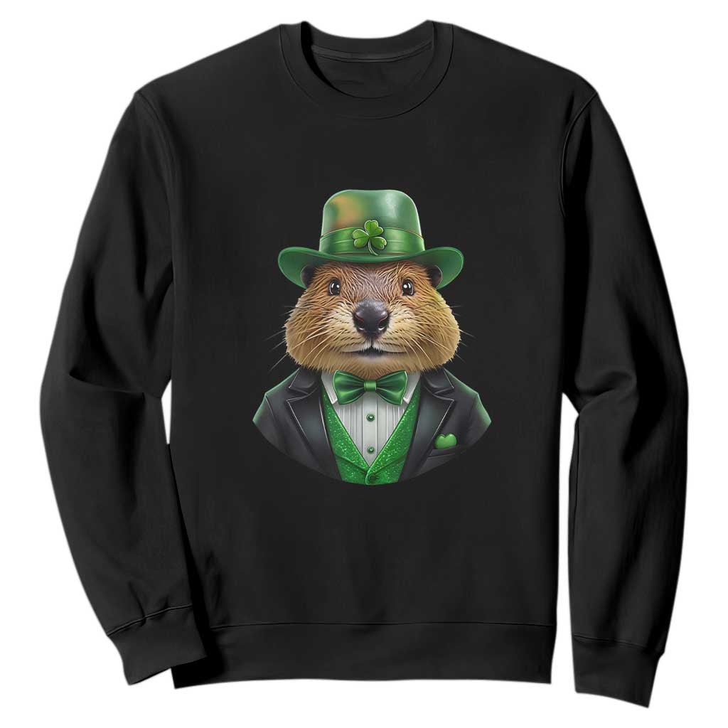 Funny Groundhog Leprechaun Sweatshirt Woodchuck Happy St Patrick's Day TS02 Black Print Your Wear