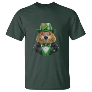 Funny Groundhog Leprechaun T Shirt Woodchuck Happy St Patrick's Day TS02 Dark Forest Green Print Your Wear