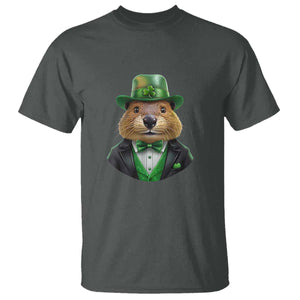 Funny Groundhog Leprechaun T Shirt Woodchuck Happy St Patrick's Day TS02 Dark Heather Print Your Wear