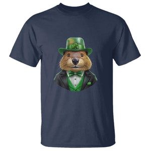 Funny Groundhog Leprechaun T Shirt Woodchuck Happy St Patrick's Day TS02 Navy Print Your Wear