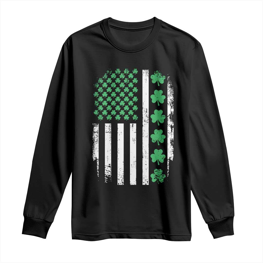 American Shamrock Flag Long Sleeve Shirt Lucky St Patricks Day TS02 Black Print Your Wear