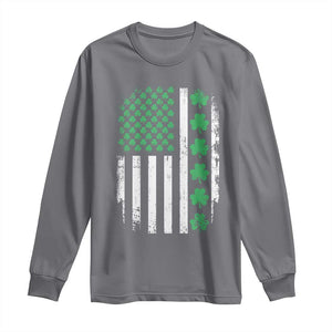 American Shamrock Flag Long Sleeve Shirt Lucky St Patricks Day TS02 Charcoal Print Your Wear