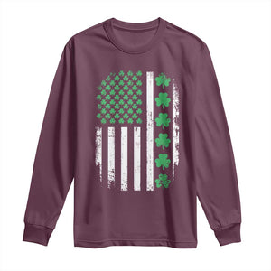 American Shamrock Flag Long Sleeve Shirt Lucky St Patricks Day TS02 Maroon Print Your Wear