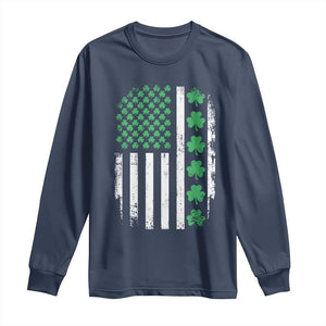 American Shamrock Flag Long Sleeve Shirt Lucky St Patricks Day TS02 Navy Print Your Wear